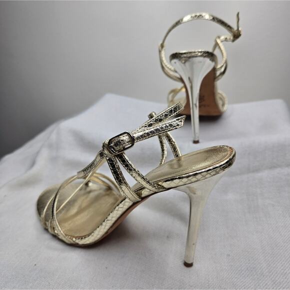 ALDO Gold Strappy High 4in Heels Size 38 / 7½ - Picture 4 of 10
